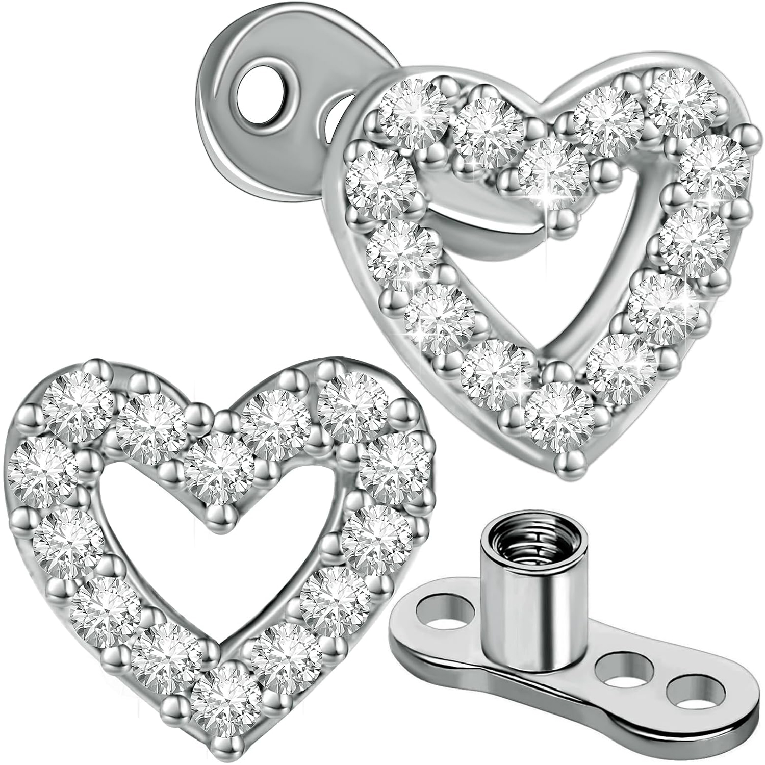 Dermal Anchor Top - 2 PCS 14G Cubic Zirconia Dermal