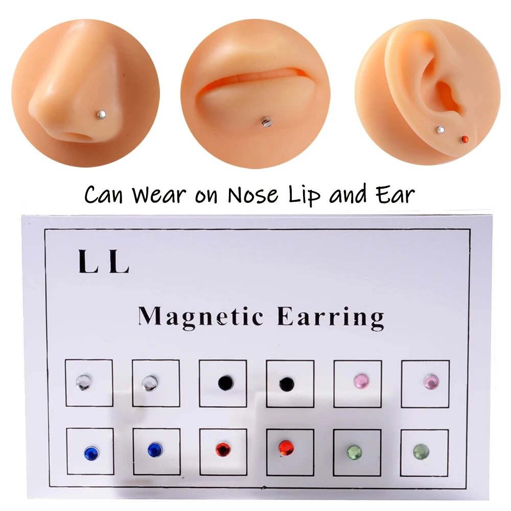 Body Jewelry Hoops - 12PCS/Card Fake Cheater Non Pierced Magnet