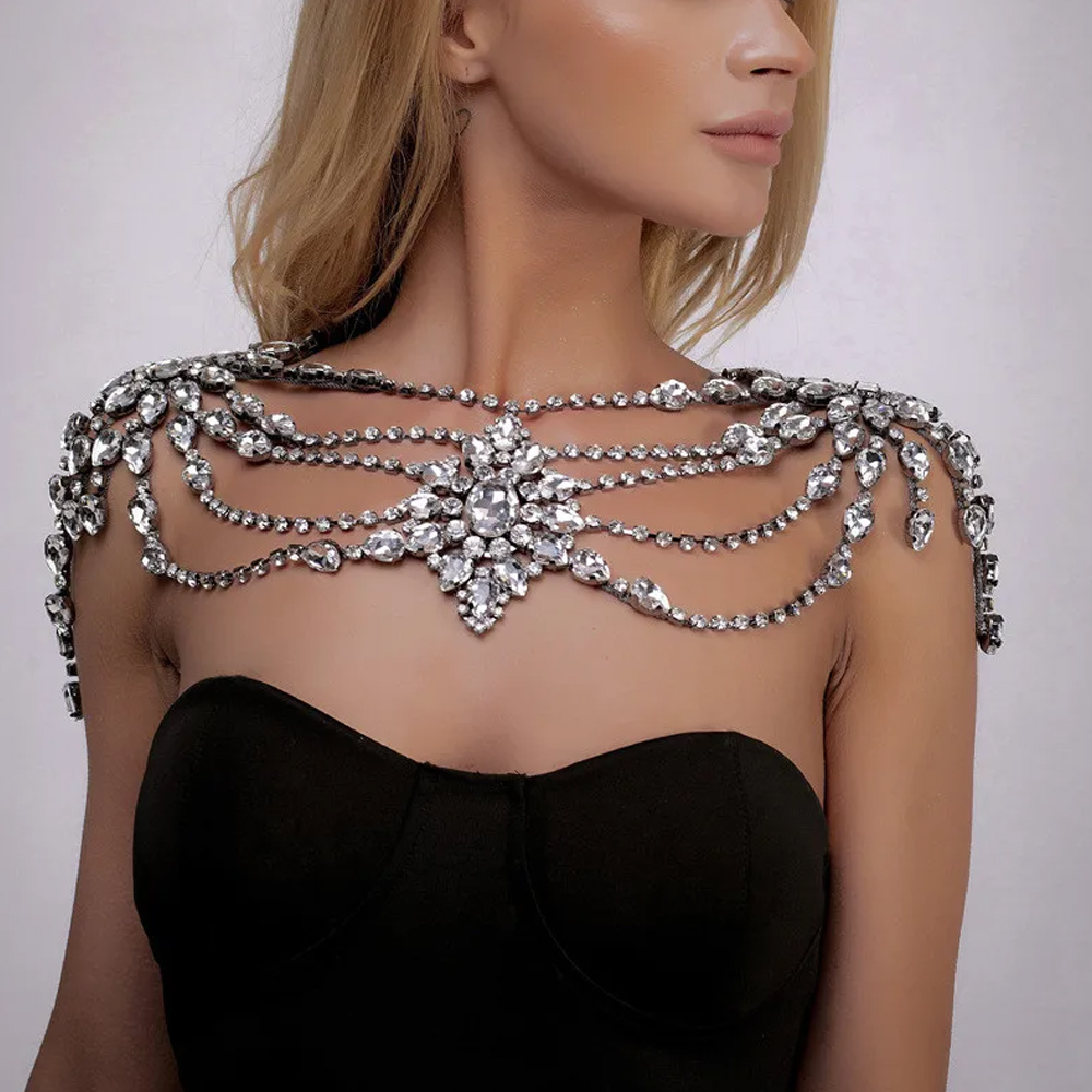 Body Jewelry Chest - Boho Crystal Bridal Shoulder Chain Necklace