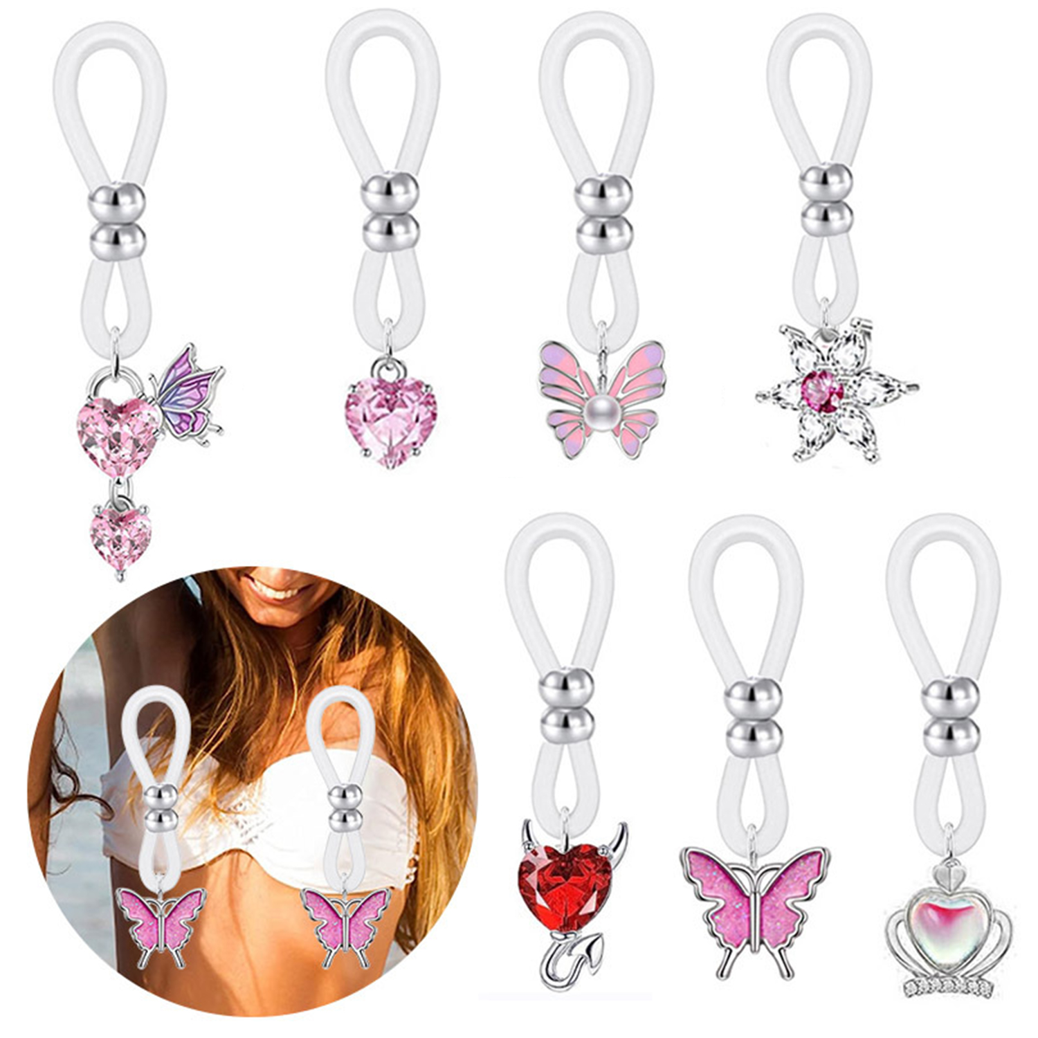 Body Jewelry Hoops - Alloy Silicone Butterfly Heart Flower Sexy