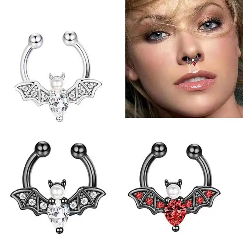 Body Jewelry Piercing - EVISPOL Cute Halloween Bat Faux Septum