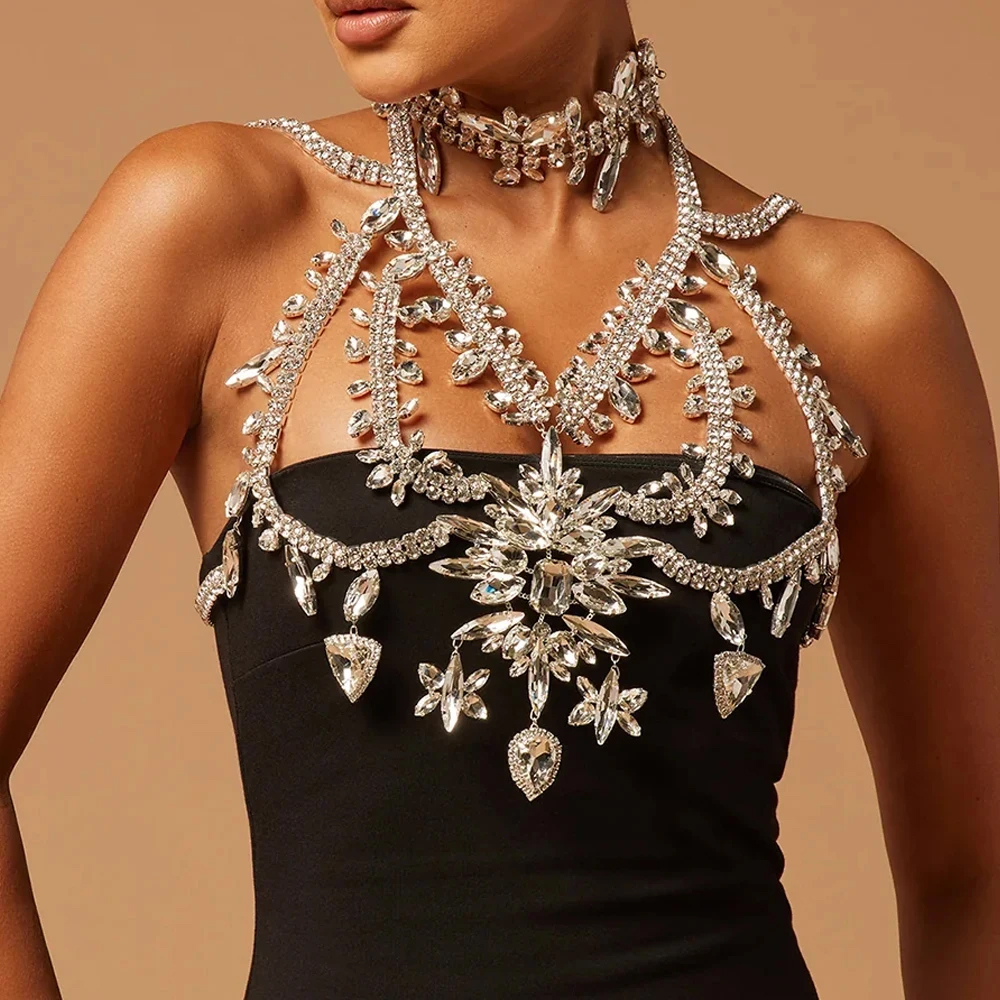 Body Jewelry Vest - Summer Exaggerated Crystal Bra Vest Dress