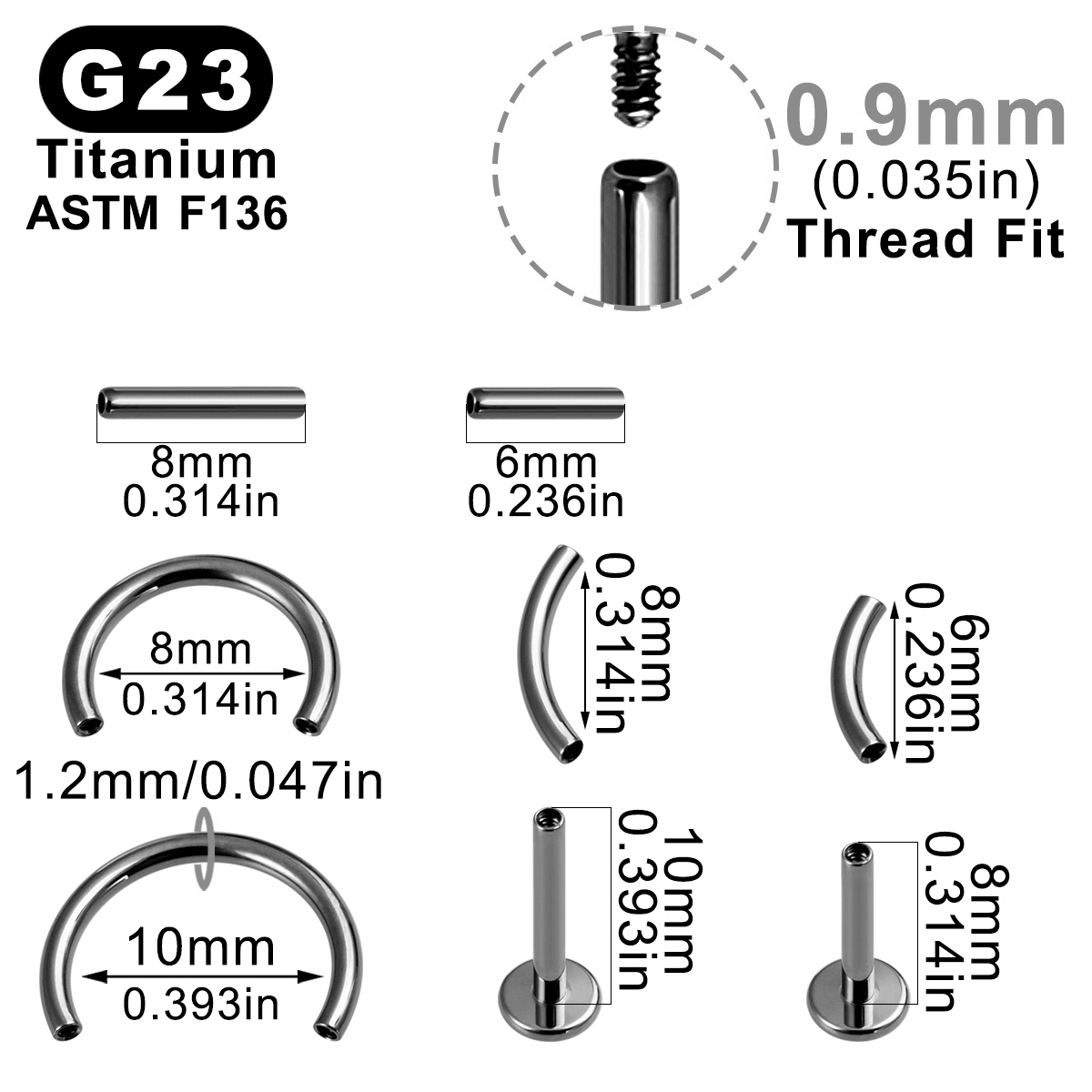 8pcs/Lot ASTM F136 Implantable - Body Jewelry Implant Grade Titanium recension och pris