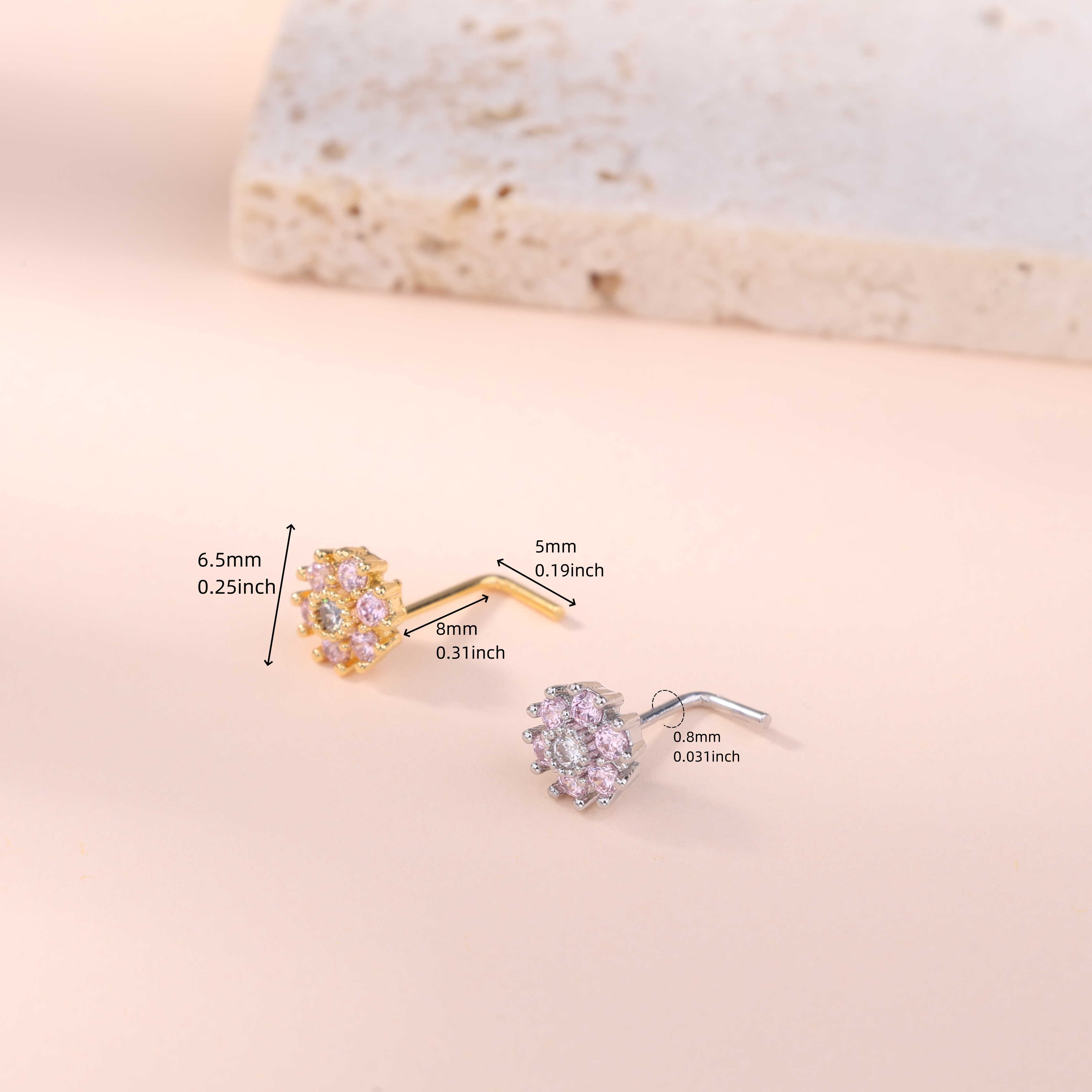 1Pcs Nose Stud Rings L Screw S - Body Jewelry Hoops recension och pris