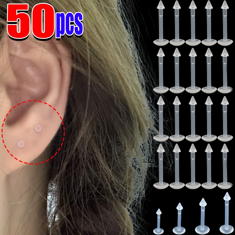10-50Pcs Transparent Lip Studs - Body Jewelry Nose recension och pris