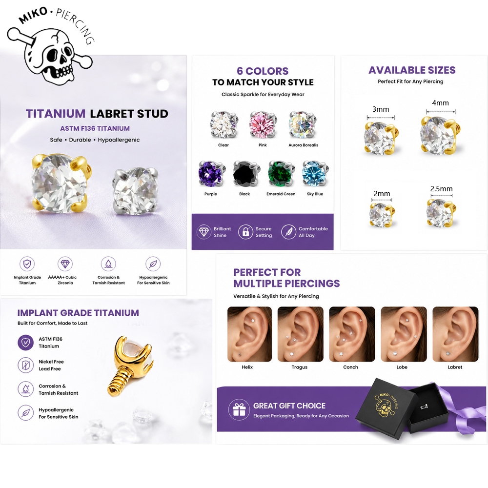 10pcs G23 Implant Grade Titani - Body Jewelry Implant Grade Titanium recension och pris