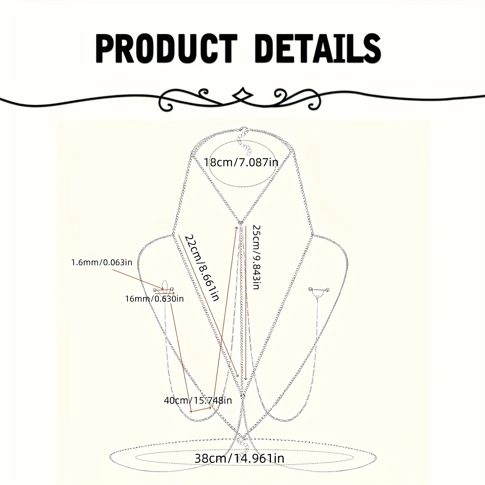 1pc  Elegant & Sexy Body Chain - Body Jewelry Chest recension och pris