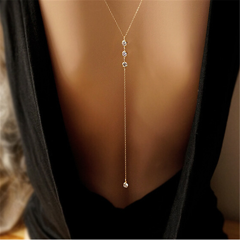 Long Backless Necklace Body Ch - Body Jewelry Materials recension och pris
