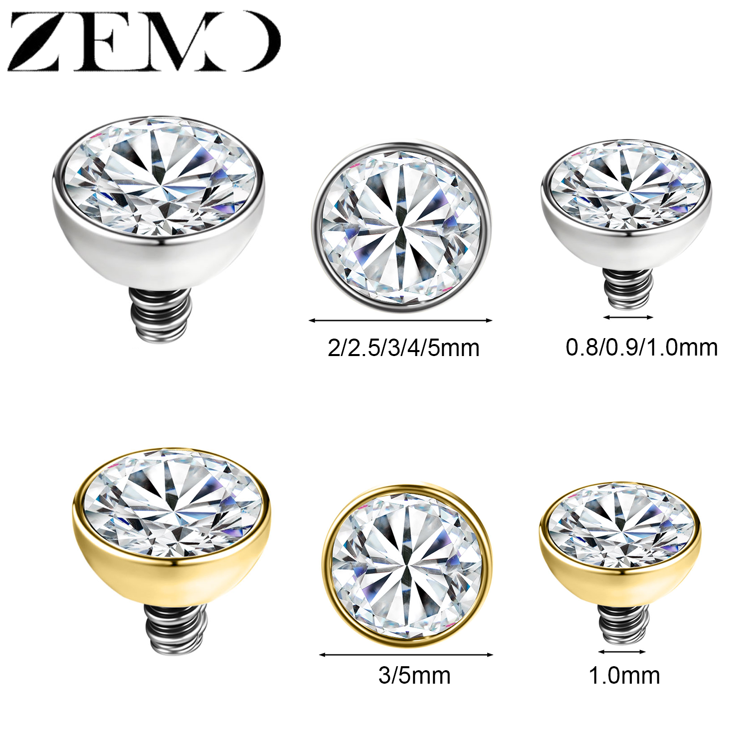 ZEMO 1-2pcs/lot Stainless Stee - Dermal Anchor Top recension och pris