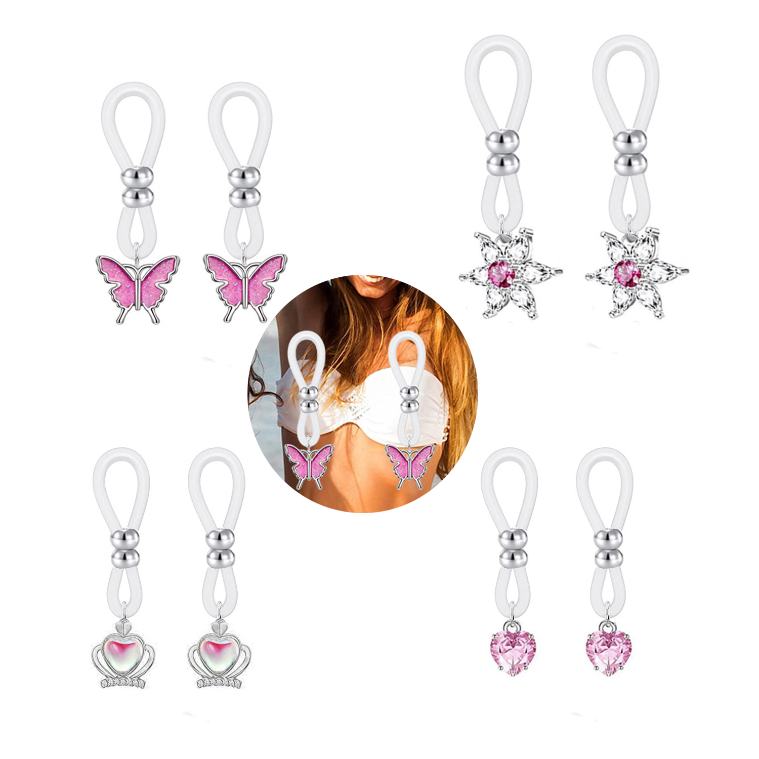 Alloy Silicone Butterfly Heart - Body Jewelry Hoops recension och pris