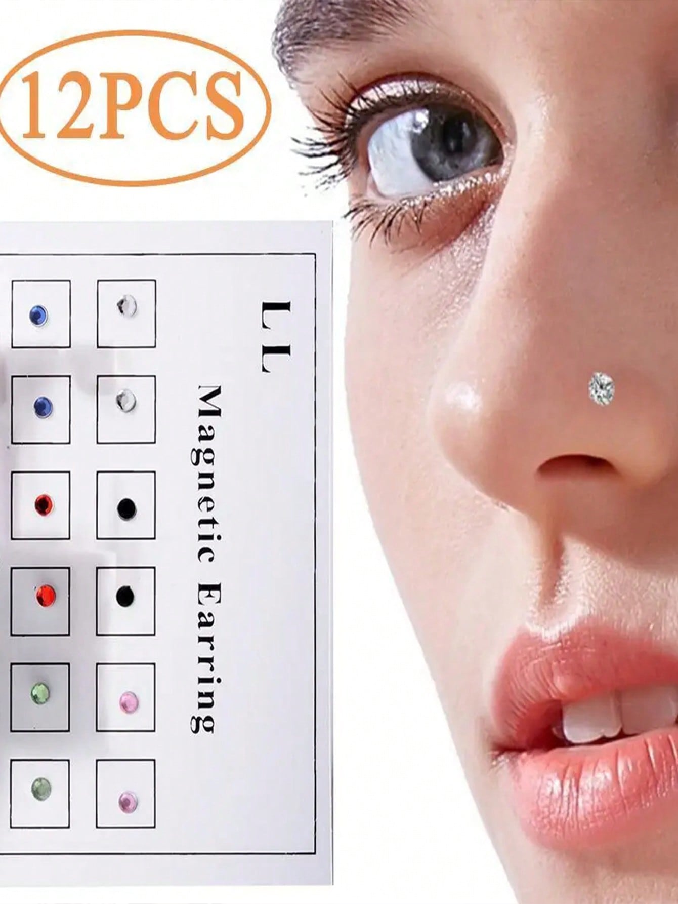 12PCS/Card  Crystal Magnetic S - Body Jewelry Nose recension och pris