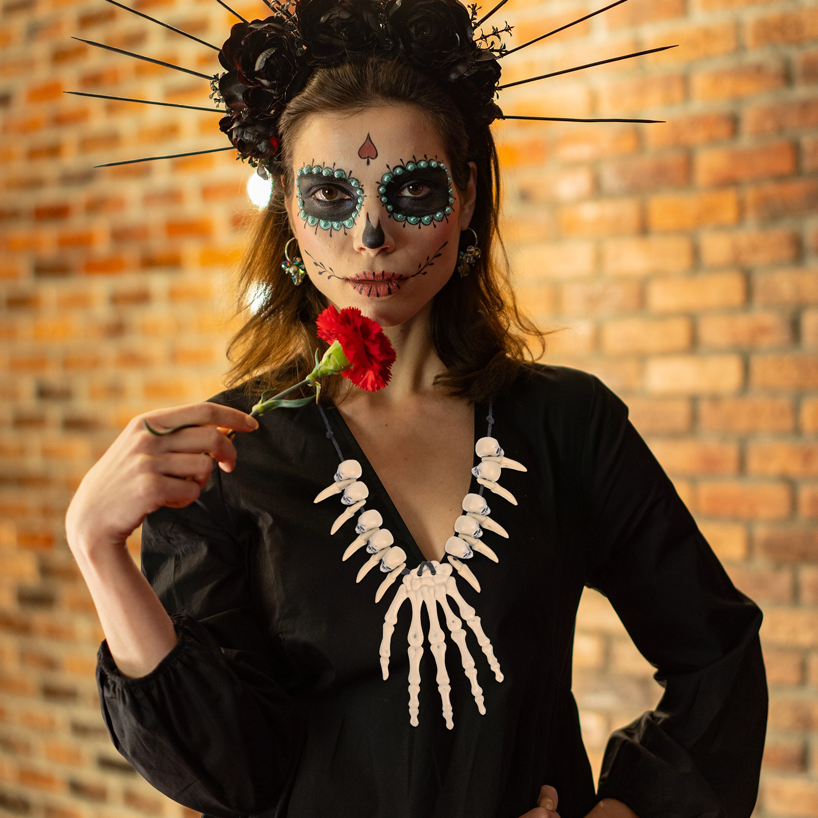 2Pcs Halloween Necklaces Skull - Body Jewelry Materials recension och pris