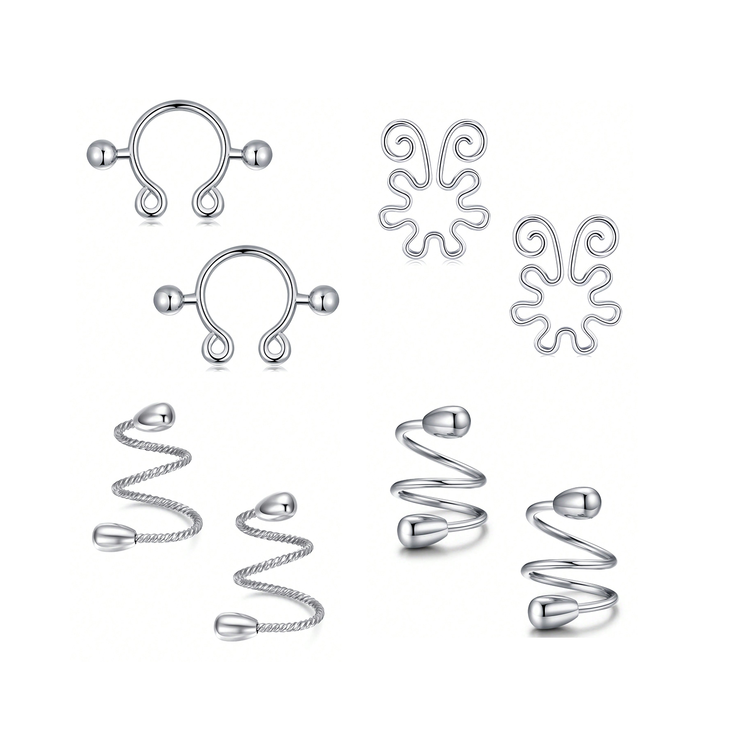 8Pcs Stainless Fake Nipple Rin - Body Jewelry Hoops recension och pris