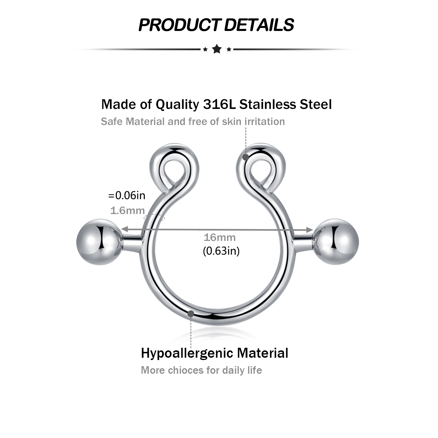 8Pcs Stainless Fake Nipple Rin - Body Jewelry Hoops recension och pris