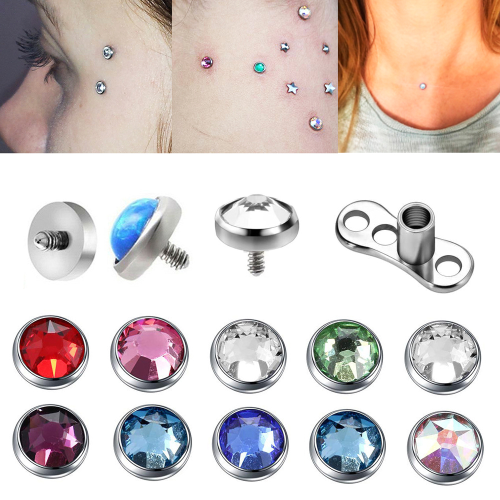 9PCS-1PC Surgical Steel Skin D - Dermal Anchor Top recension och pris