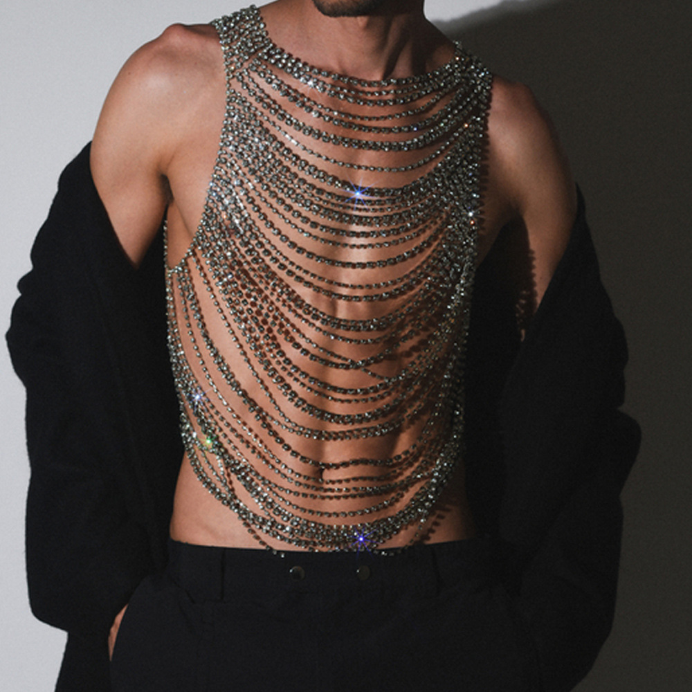 Fashion Luxurious Bling Men Wo - Body Jewelry Chest recension och pris